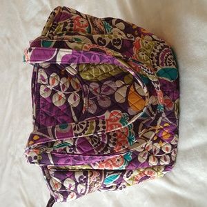 Vera Bradley Plum Crazy Over The Shoulder Purse Bag Glenna